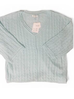 Miracle Light Green Cable Knit V-Neck Sweater